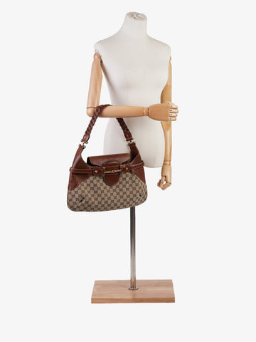 Gucci Horsebit Flap Beige And Ebony CS Supreme / Brown Canvas