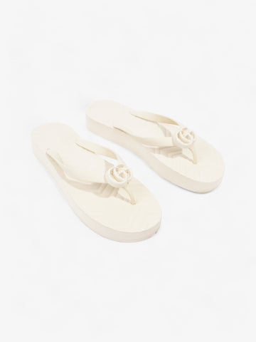 Gucci Marmont Thong Sandal Cream Rubber EU 42 UK 9