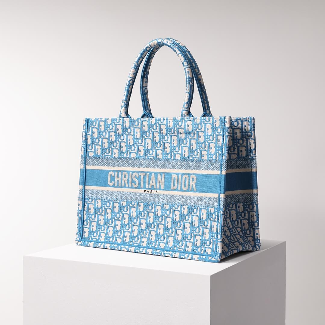 DIR1286 Book Tote blue BIG Handbag 36.5cm 41.5cm Embroidery LOGO blue