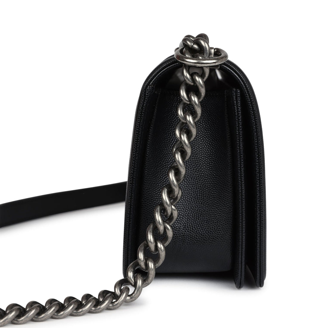 New Chanel Medium Boy Bag Black Caviar Aged Ruthenium Hardware