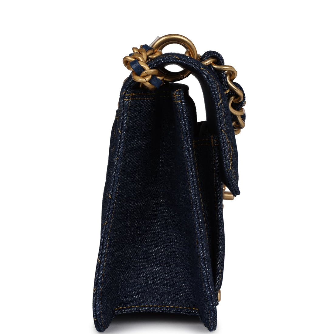 Chanel Square Flap Blue Denim Antique Gold Hardware