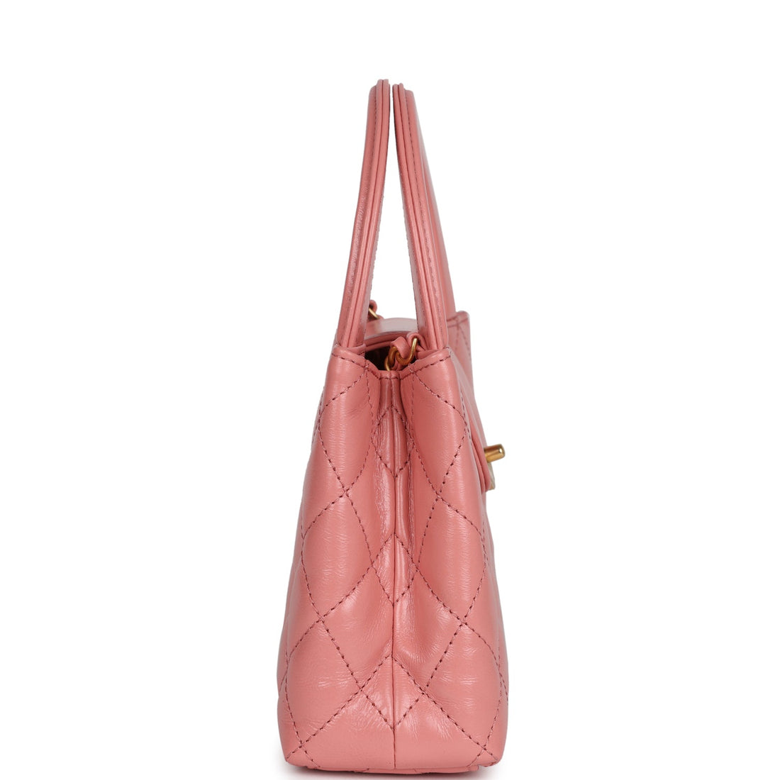 Chanel Small Kelly Shopper Pink Shiny Aged Calfskin Brushed Gold Hardware