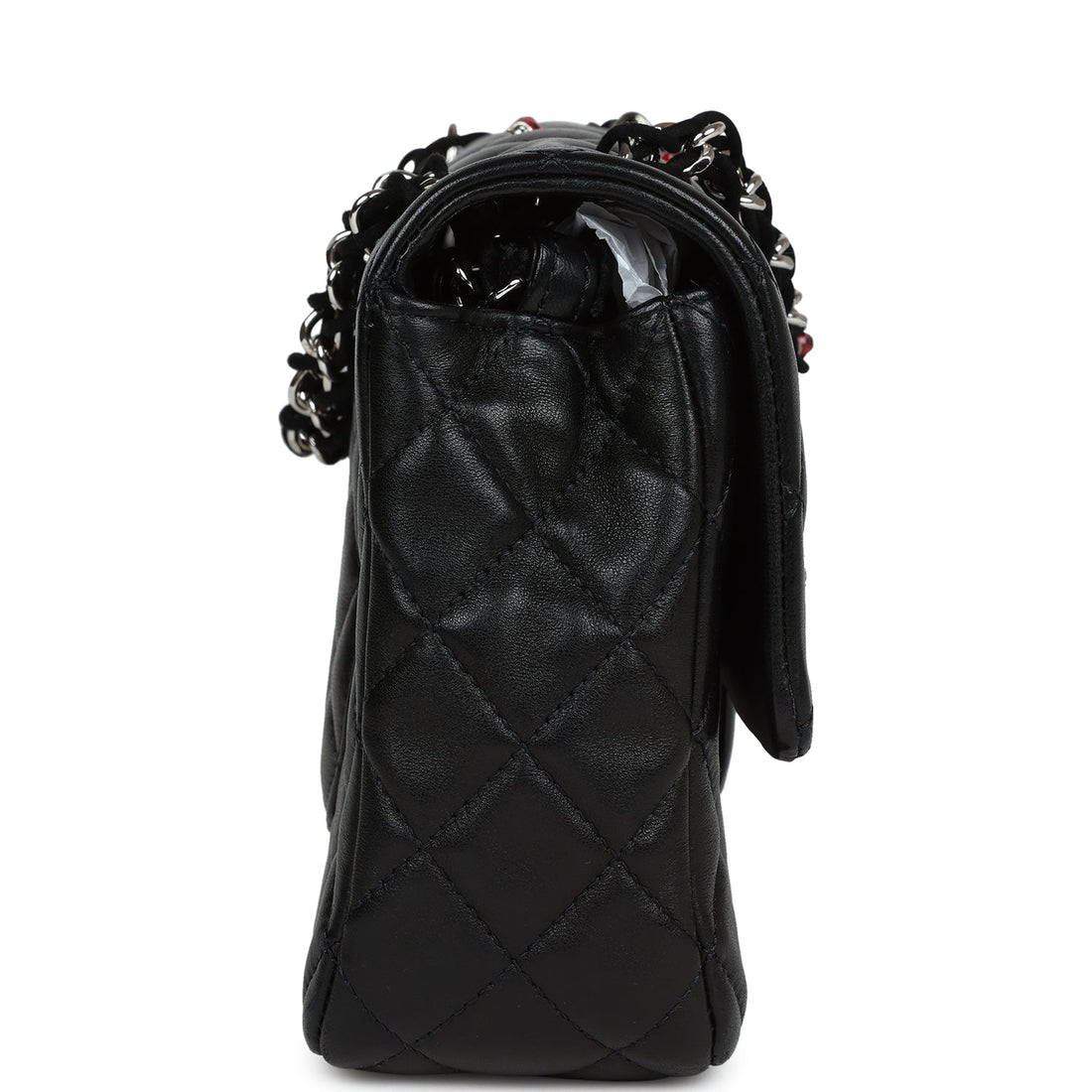 New Chanel Medium Lady Bug Single Flap Bag Black Lambskin Silver Hardware