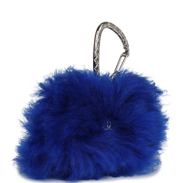 New Chanel Mini Clutch Bag Dark Blue Shearling Silver Hardware