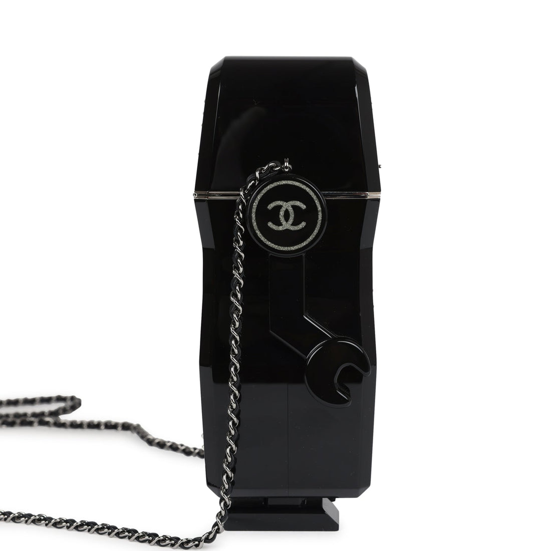 New Chanel Limited Edition Robot Minaudière Bag Black Plexiglass and Crystals Ruthenium Hardware