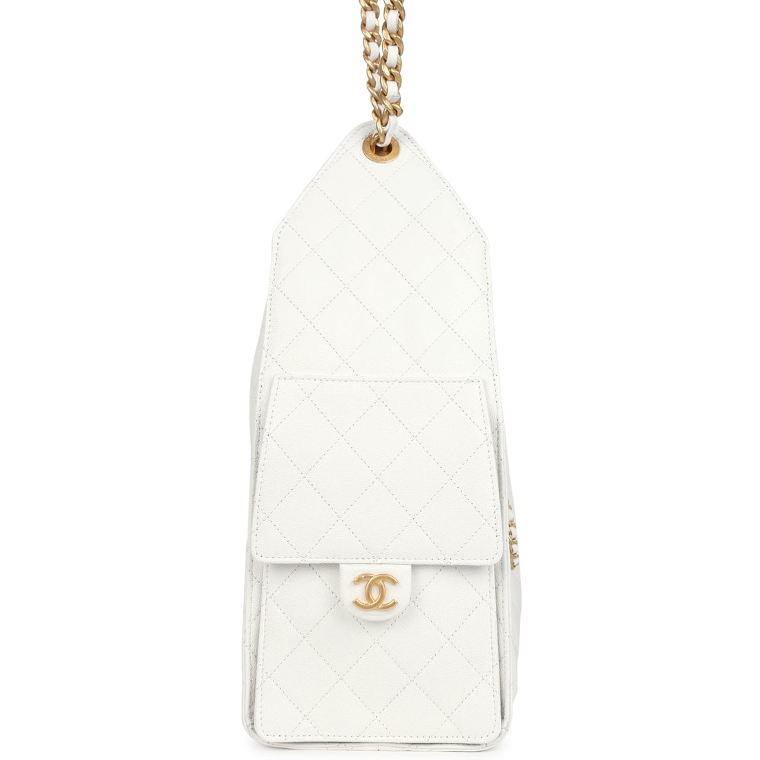 Chanel Medium 25 Hobo Bag White Caviar Antique Gold Hardware