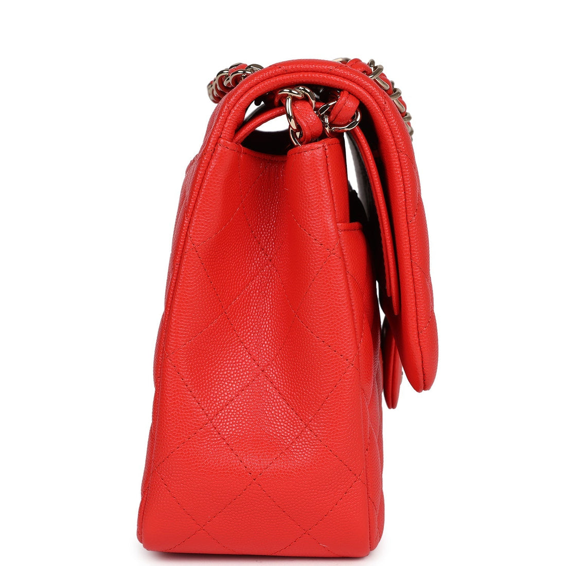 New Chanel Jumbo Classic Double Flap Red Caviar Light Gold Hardware