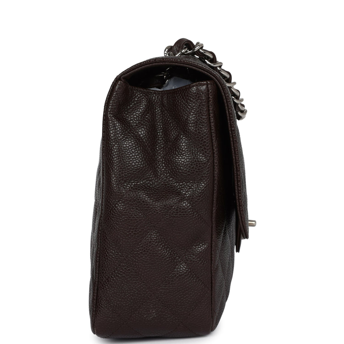 New Chanel Jumbo Classic Single Flap Dark Brown Caviar Silver Hardware