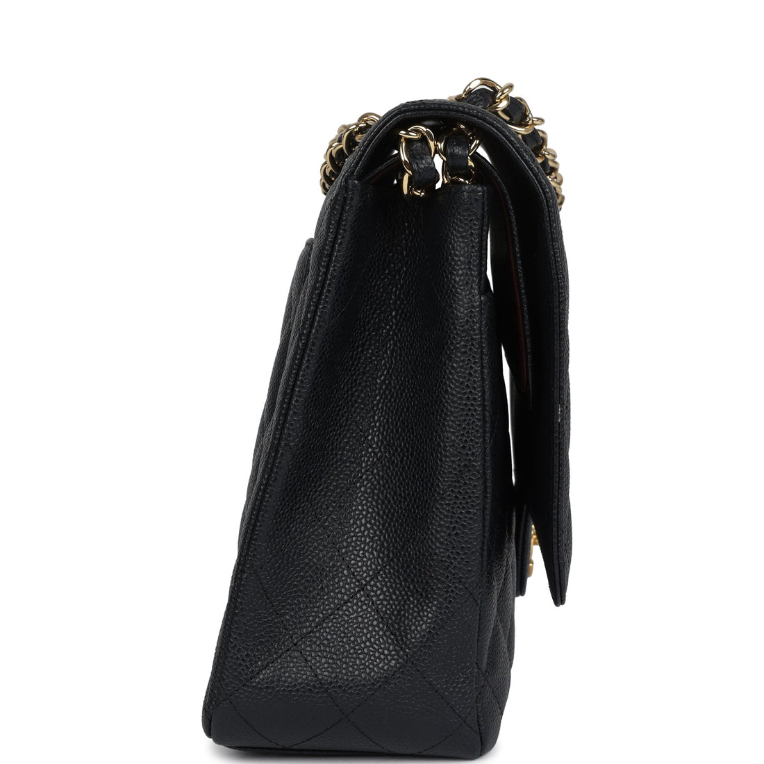 New Chanel Maxi Classic Double Flap Bag Black Caviar Gold Hardware