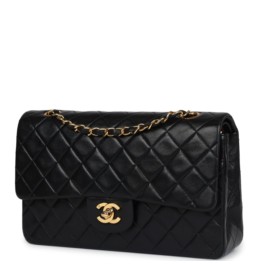 New Chanel Medium Classic Double Flap Black Lambskin Gold Hardware