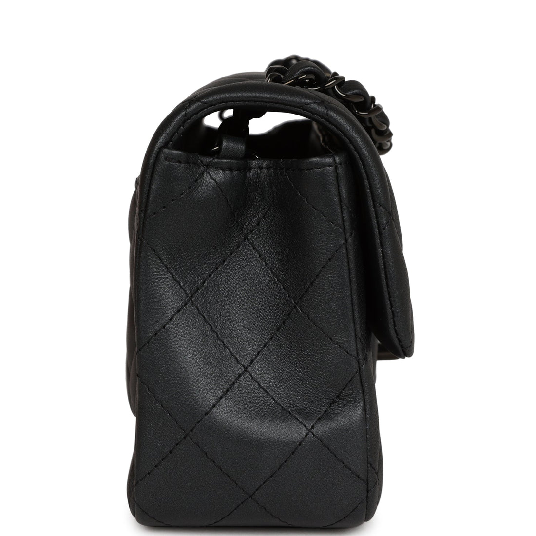 Chanel Mini Rectangular Flap So Black Iridescent Lambskin Black Hardware