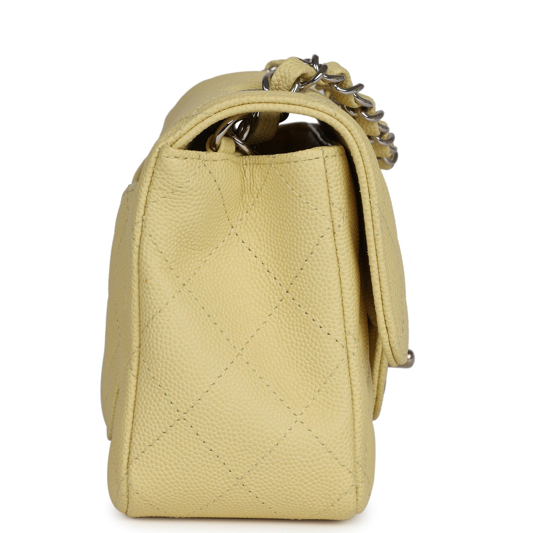 New Chanel Mini Rectangular Flap Yellow Caviar Silver Hardware