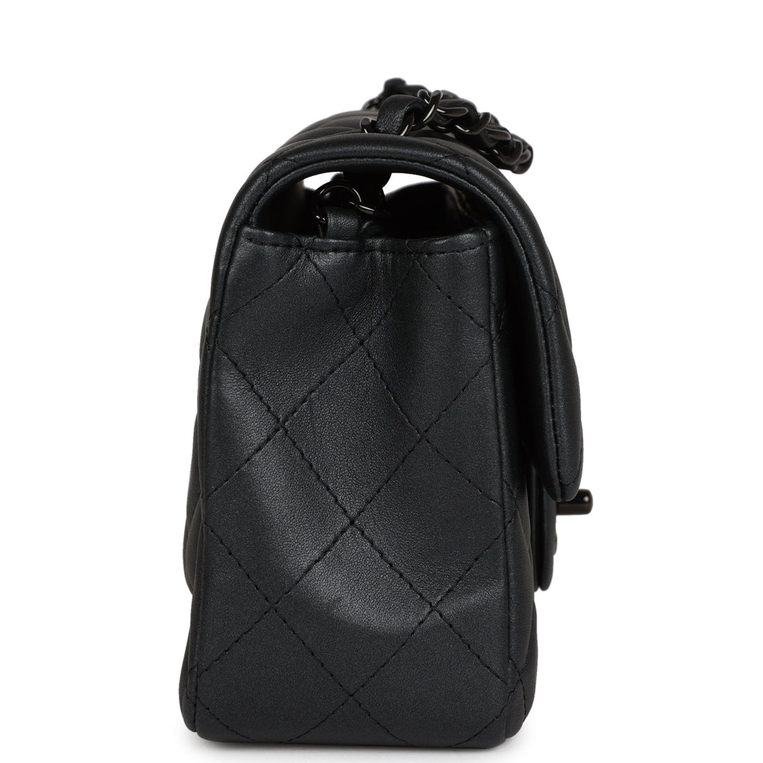 Chanel Mini Rectangular Flap So Black Iridescent Lambskin Black Hardware
