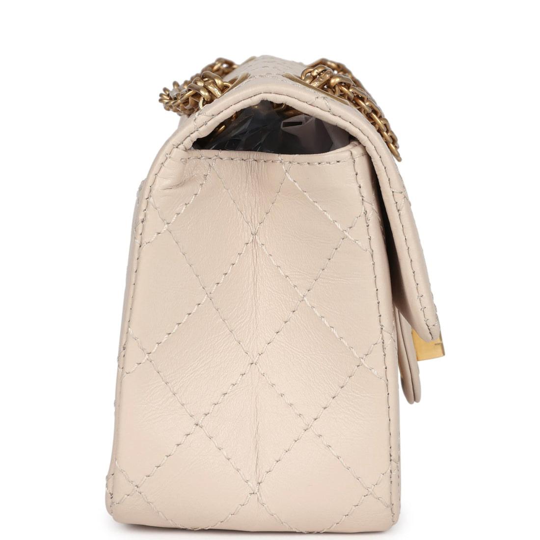 New Chanel Mini Reissue 224 2.55 Flap Bag Beige Aged Calfskin Antique Gold Hardware