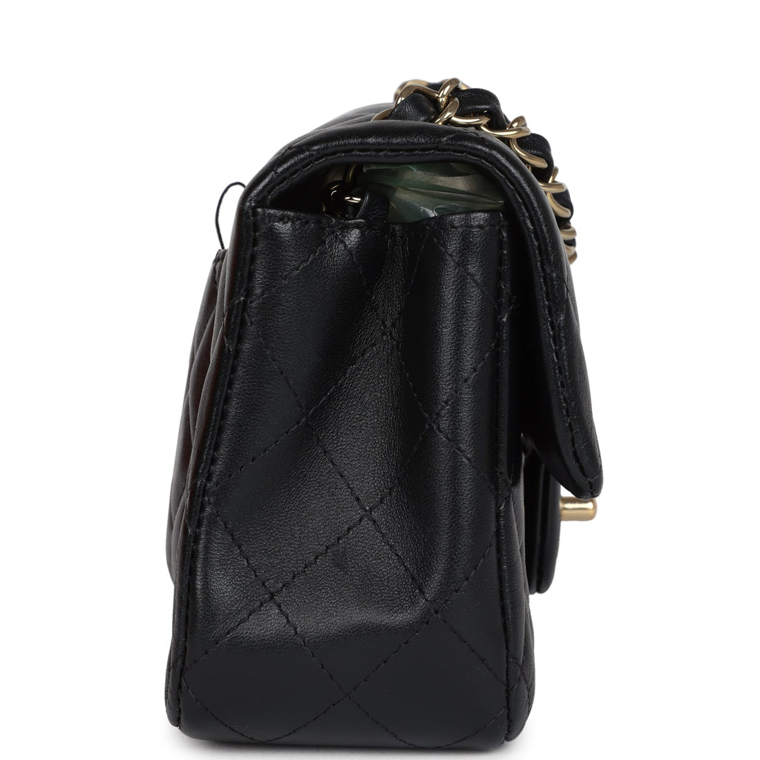 New Chanel Mini Rectangular Flap Bag Black Lambskin Gold Hardware