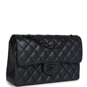 New Chanel Small Classic Double Flap Bag SO Black Iridescent Lambskin Black Hardware
