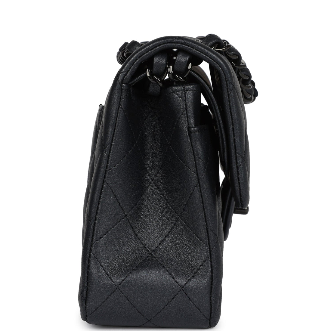 New Chanel Small Classic Double Flap Bag SO Black Iridescent Lambskin Black Hardware