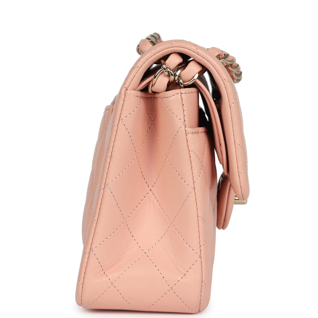 New Chanel Small Classic Double Flap Light Pink Lambskin Gold Hardware