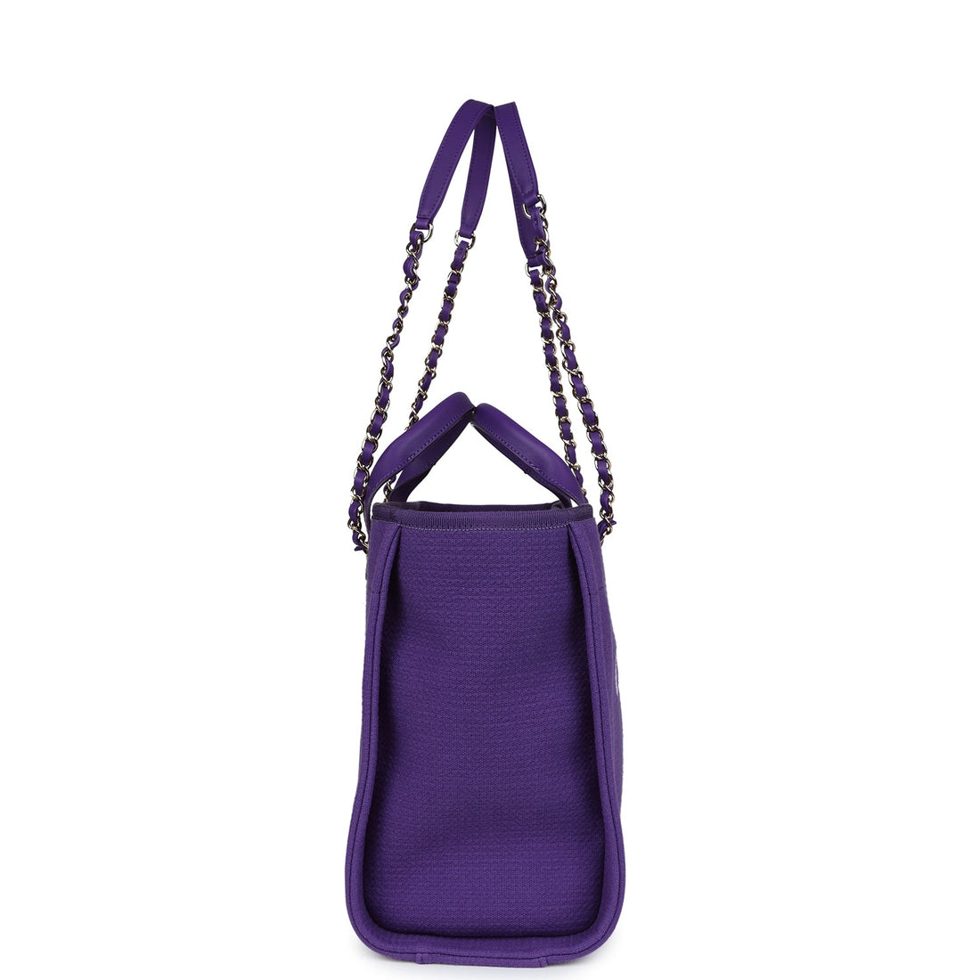 Chanel Small Deauville Shopping Tote Purple Canvas Gold Hardware