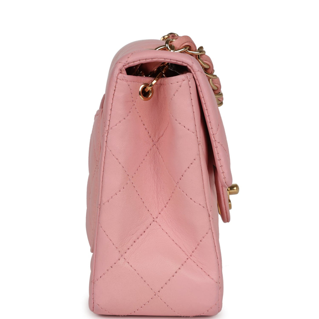 Chanel Mini Square Flap Light Pink Lambskin Gold Hardware