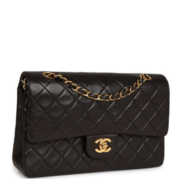 New Chanel Medium Classic Double Flap Black Lambskin Gold Hardware