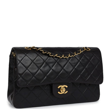 New Chanel Medium Classic Double Flap Black Lambskin Gold Hardware