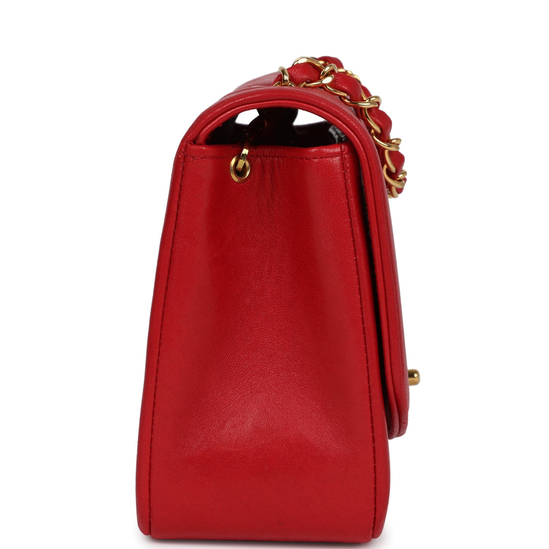Vintage Chanel Small Diana Flap Bag Red Lambskin Gold Hardware