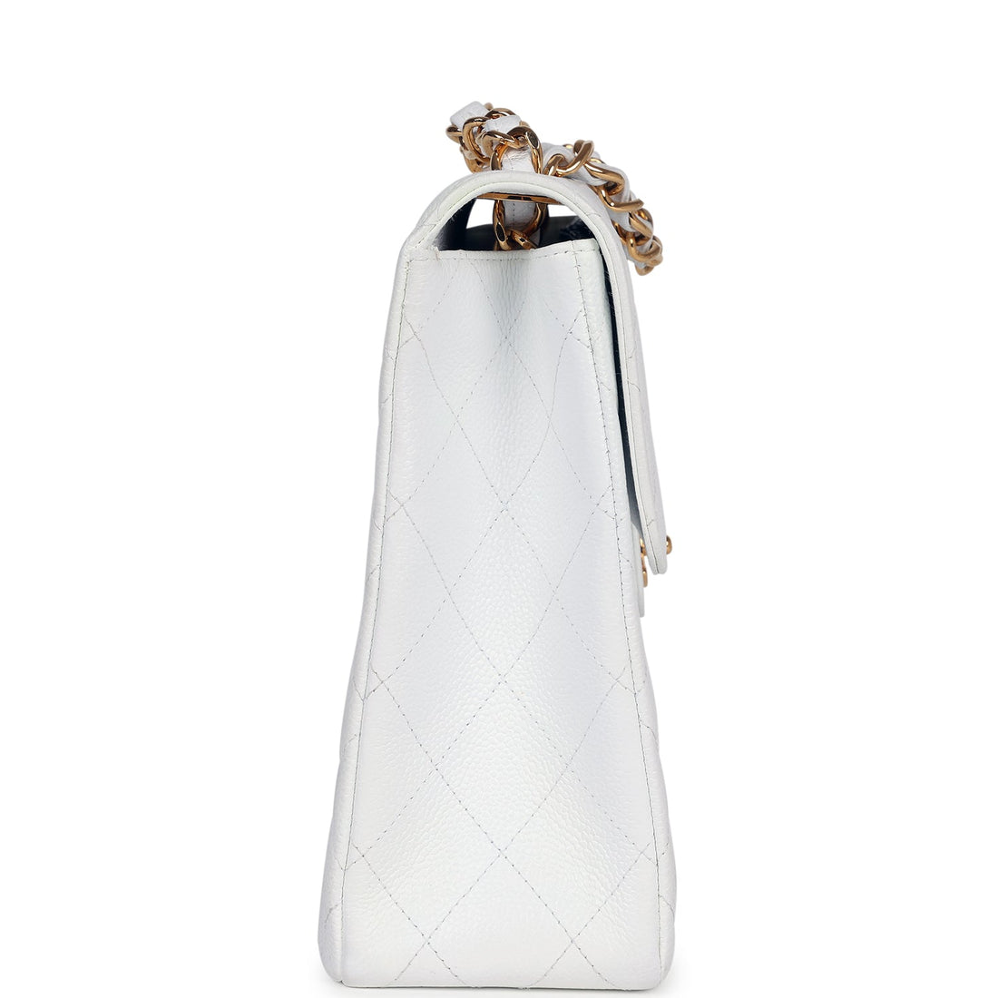 Chanel Jumbo Single Flap Bag White Caviar Gold Hardware
