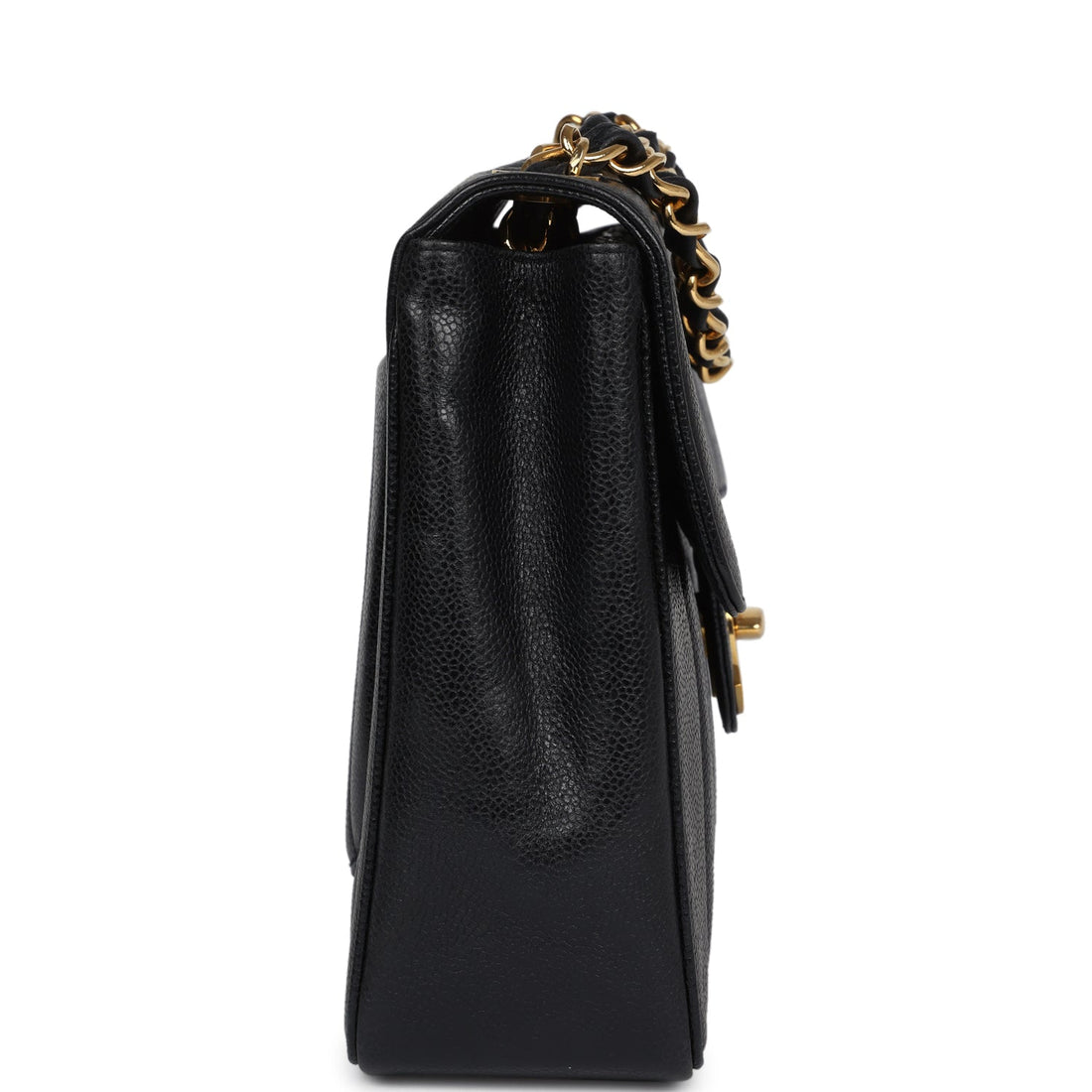 Chanel XL Jumbo Mademoiselle Vertical Flap Black Caviar Gold Hardware