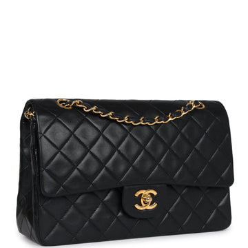 New Chanel Medium Classic Double Flap Bag Black Lambskin Gold Hardware
