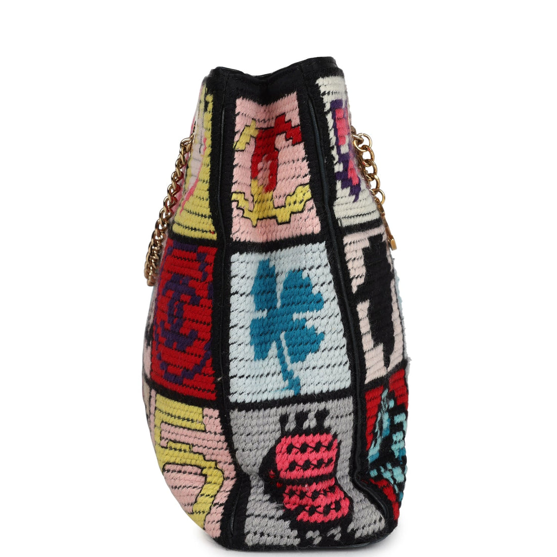 Chanel Precious Symbols Needle Point Tote Multicolor Wool Gold Hardware