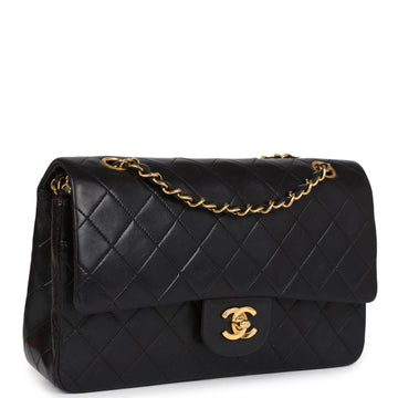 New Chanel Medium Classic Double Flap Bag Black Lambskin Gold Hardware
