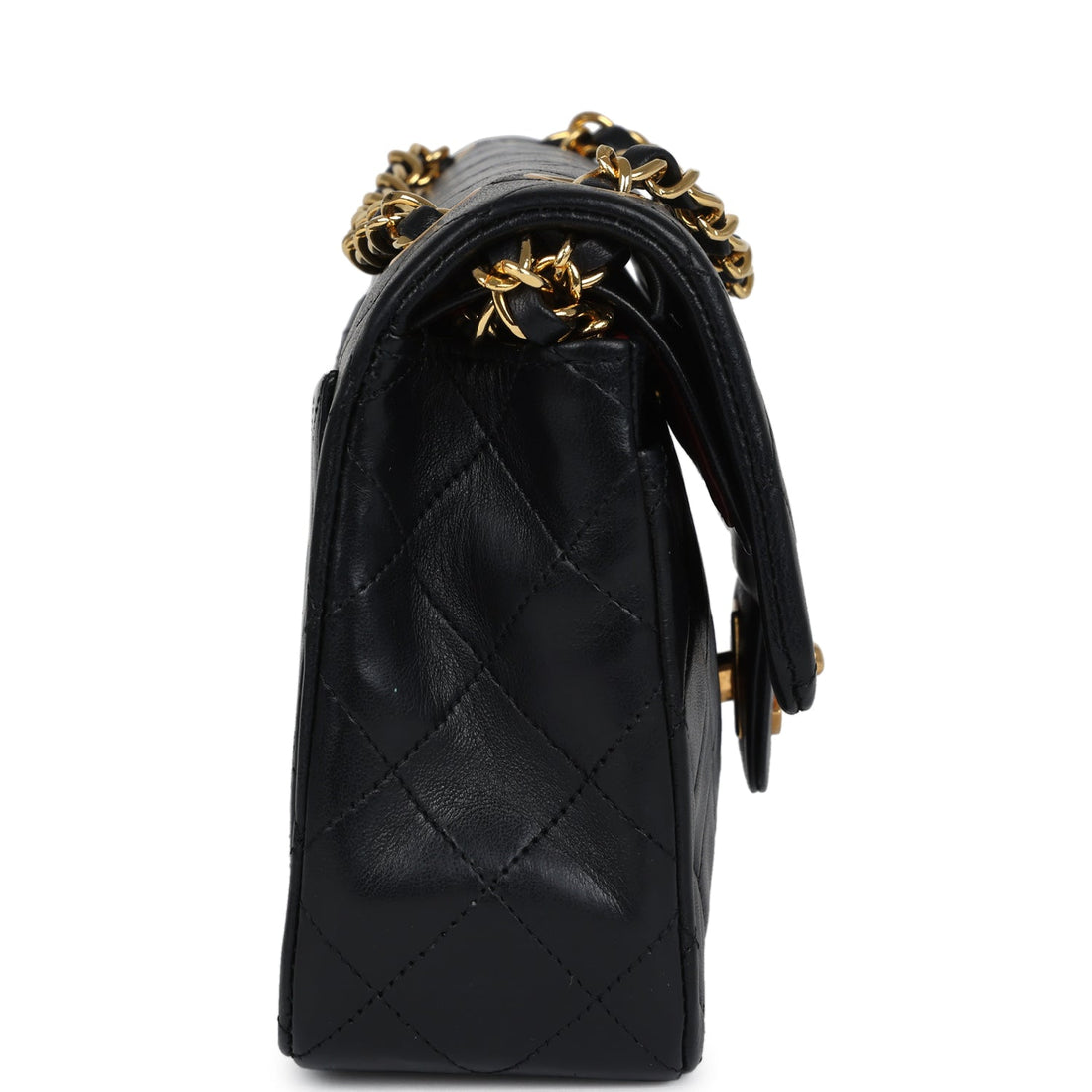Vintage Chanel Small Classic Double Flap Black Lambskin Gold Hardware