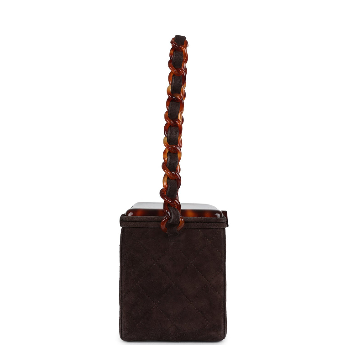 Vintage Chanel Vanity Box Bag Brown Suede and Tortoiseshell Bakelite Hardware
