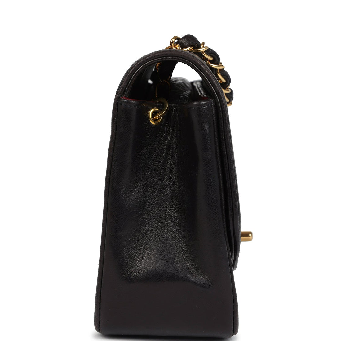Vintage Chanel Small Diana Flap Bag Black Lambskin Gold Hardware