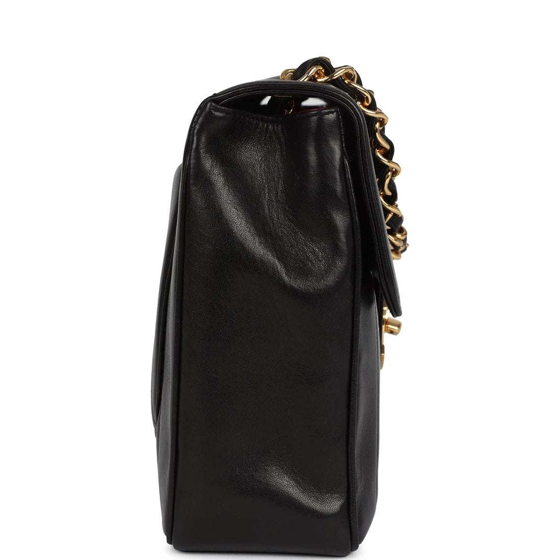 Chanel Jumbo Mademoiselle Vertical Flap Black Lambskin Gold Hardware