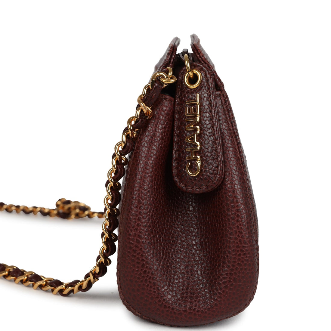 Vintage Chanel CC Shoulder Bag Brown Caviar Gold Hardware