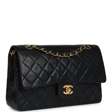 New Chanel Medium Classic Double Flap Bag Black Lambskin Gold Hardware