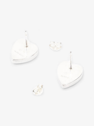 Gucci Heart Stud Earrings Silver Silver Sterling
