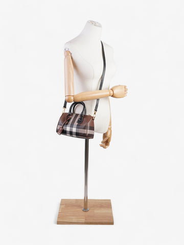 Burberry Mini Bowling Bag Brown / White  / Black Coated Canvas