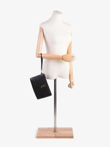 Saint Laurent Monogram Wristlet Black Leather