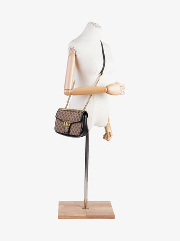Gucci Marmont Flap Beige And Ebony CS Supreme / Black Canvas Small