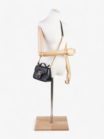 Gucci CS Marmont Mini Top Handle Bag in Quilted Black Leather Black CS Supreme Matelasse Leather Mini