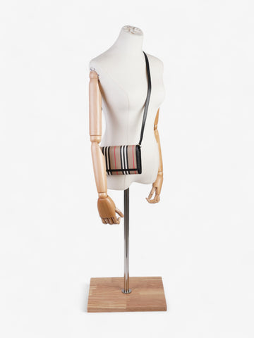 Burberry Hannah Wallet On Chain Archive Beige / Black Canvas