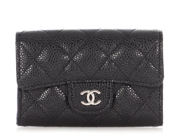 Chanel Black Quilted Caviar Classic Card Holder