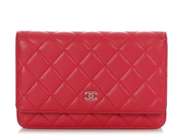 Chanel Raspberry Lambskin Wallet on Chain WOC