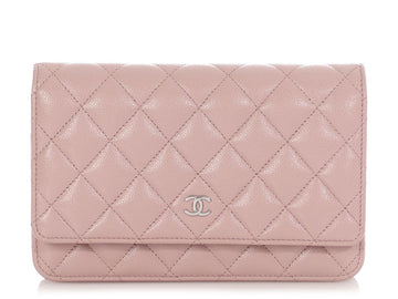 Chanel Light Pink Quilted Caviar Wallet on Chain WOC
