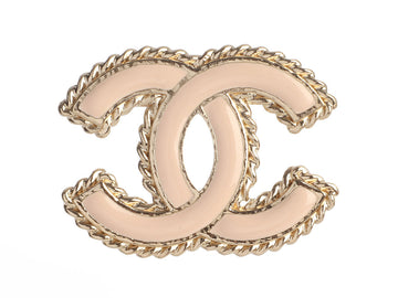 Chanel Medium Light Pink Enamel CC Brooch