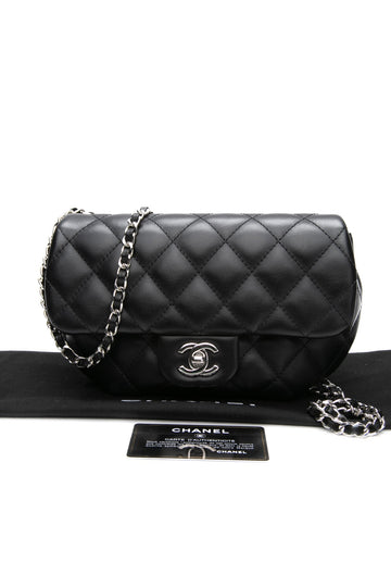 CHANEL Black Calfskin Quilted CC Uniform Flap Shoulder/Crossbody Bag