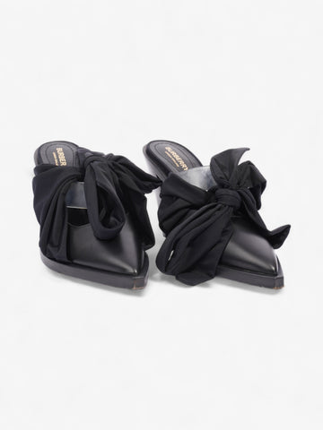 Burberry Tillington Ankle-Wrap Point-Toe Mules 75mm Black Leather EU 37 UK 4